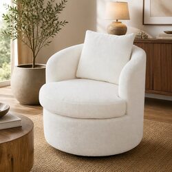 360-Degree Rotating Swivel Armchair with Sherpa Fleece