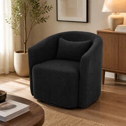 360-Degree Swivel Armchair in Grey Sherpa Fleece