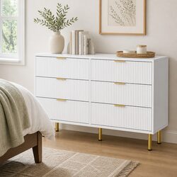 Contemporary Chest of Drawers with 6 Drawers and 2 Doors