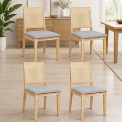 4-Piece Dining Chair Set with Rattan Weave Design