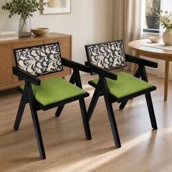 Retro Dining Chair Set with Durable Wood Frame and Velvet