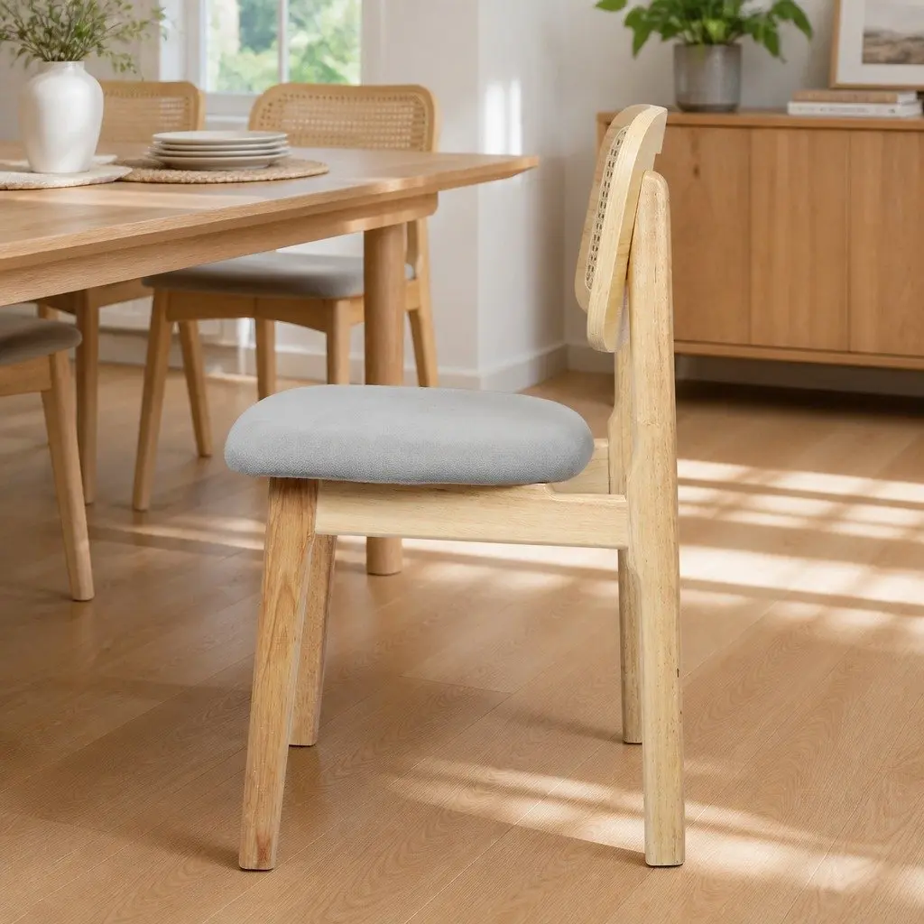 6-Piece Dining Chair Set with Armless Rattan Backrest