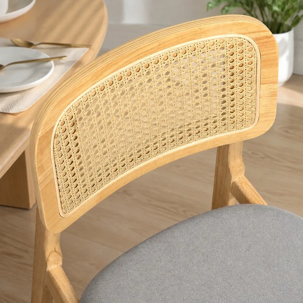 6-Piece Dining Chair Set with Armless Rattan Backrest