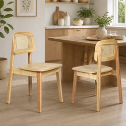 Stylish Dining Chairs Set of 2 with Cane Rattan Backs