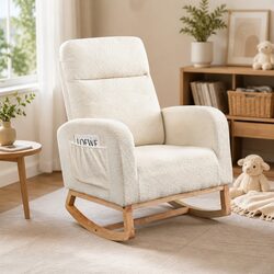 Rocking Chair and Ottoman Set with Sherpa Fleece Upholstery