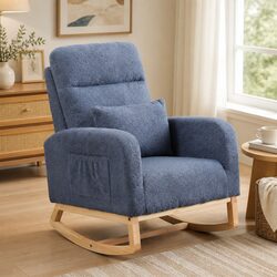 Plush Navy Rocking Chair with Ottoman: Dimensions and Specs