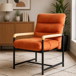 Sturdy Metal Frame Accent Chair with Velvet Cushion