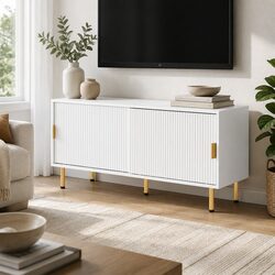 120cm White TV Cabinet Entertainment Unit with Storage