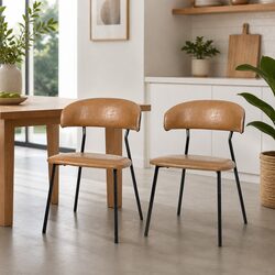 PU Leather Dining Chairs with Sturdy Metal Legs