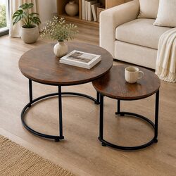 Efficient Round Nesting Coffee Table Set with Modern Design