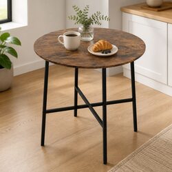 Industrial Round Dining Table 80cm with Steel Frame