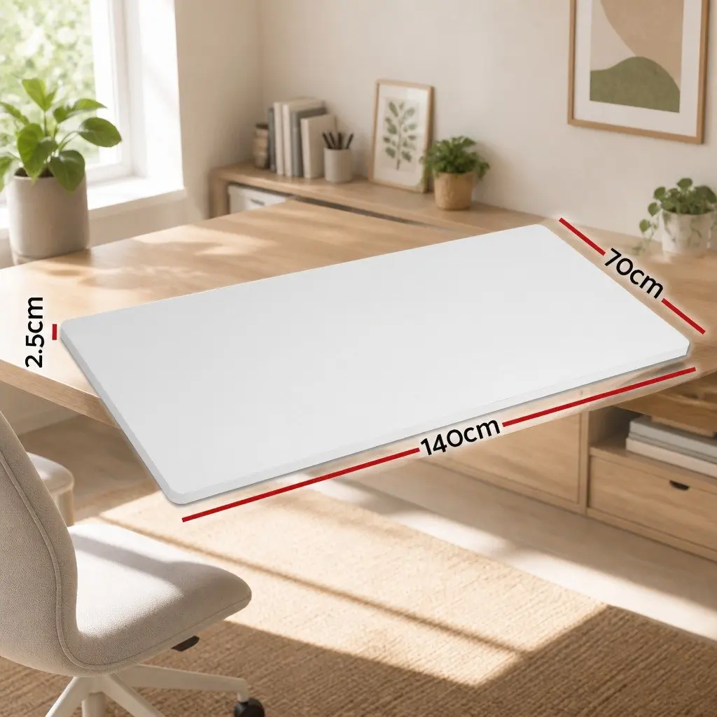 Office Work Surface Durable White Particle Board 140cm Standing Desk Top