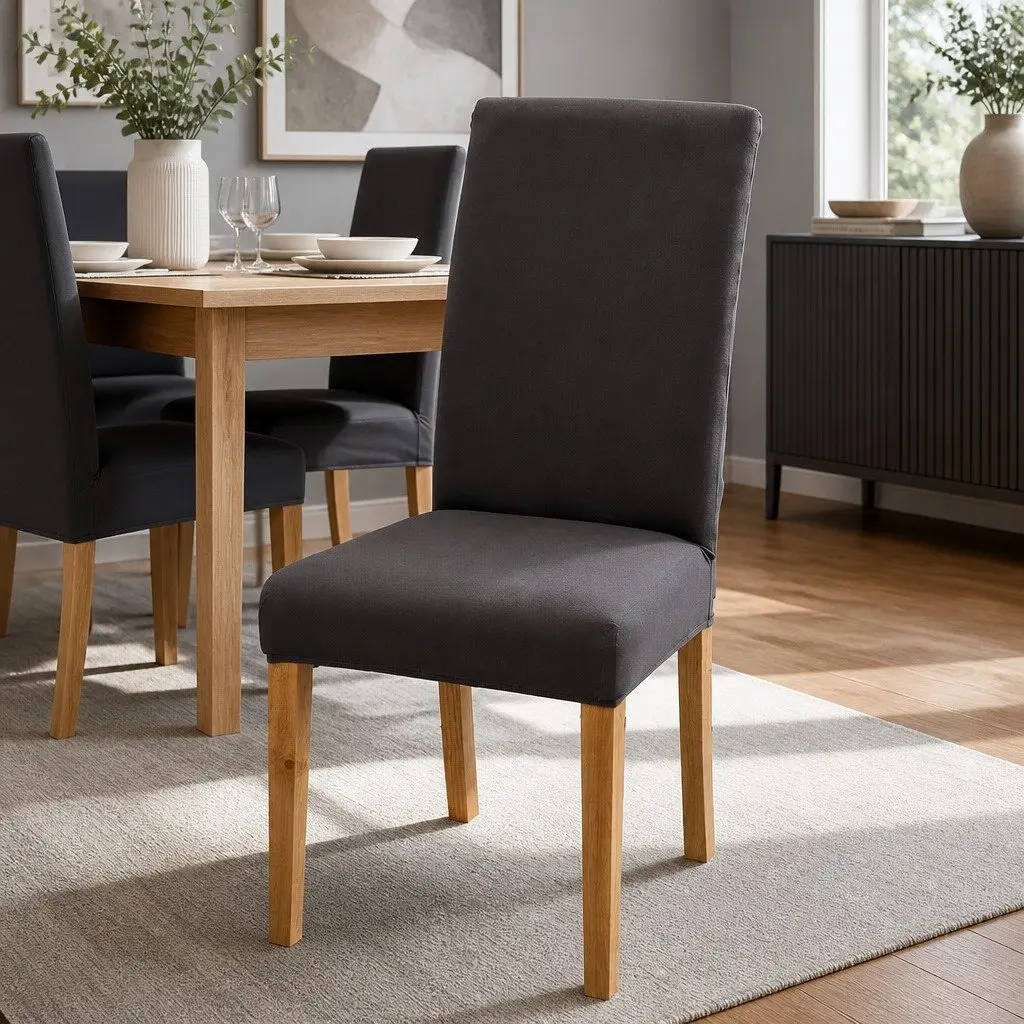 Dining Chair Covers Stretchable Removable Grey 4 Piece