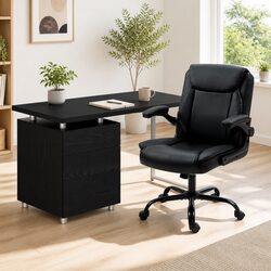 Executive Office Chair and Desk Set in Black