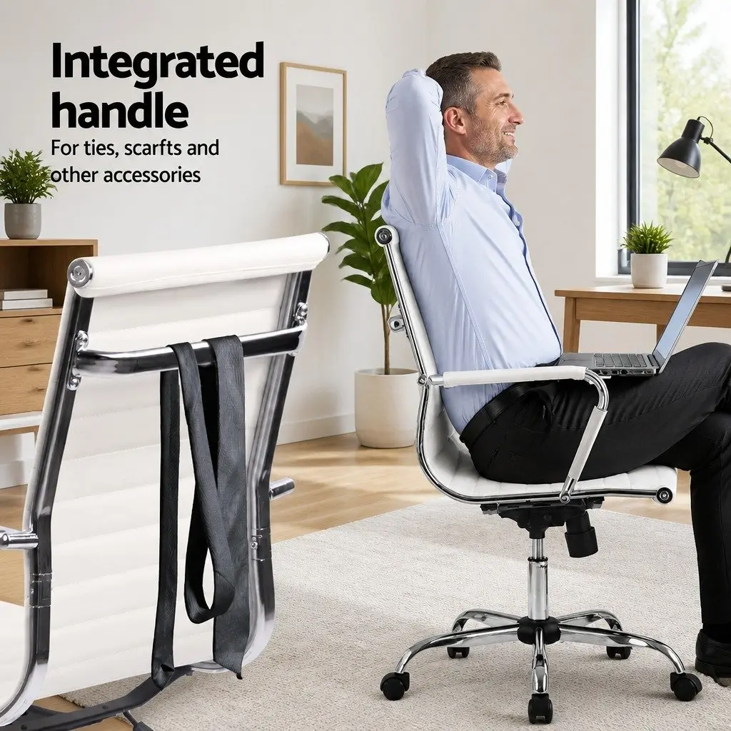 Foldable Computer Desk with Wall Mounted Storage and Office Chair Set White