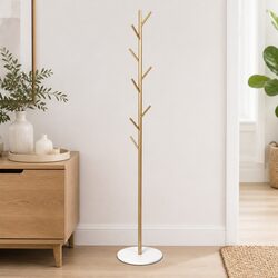 Eight-Hook Coat Rack with Steel Trunk and Marble Base