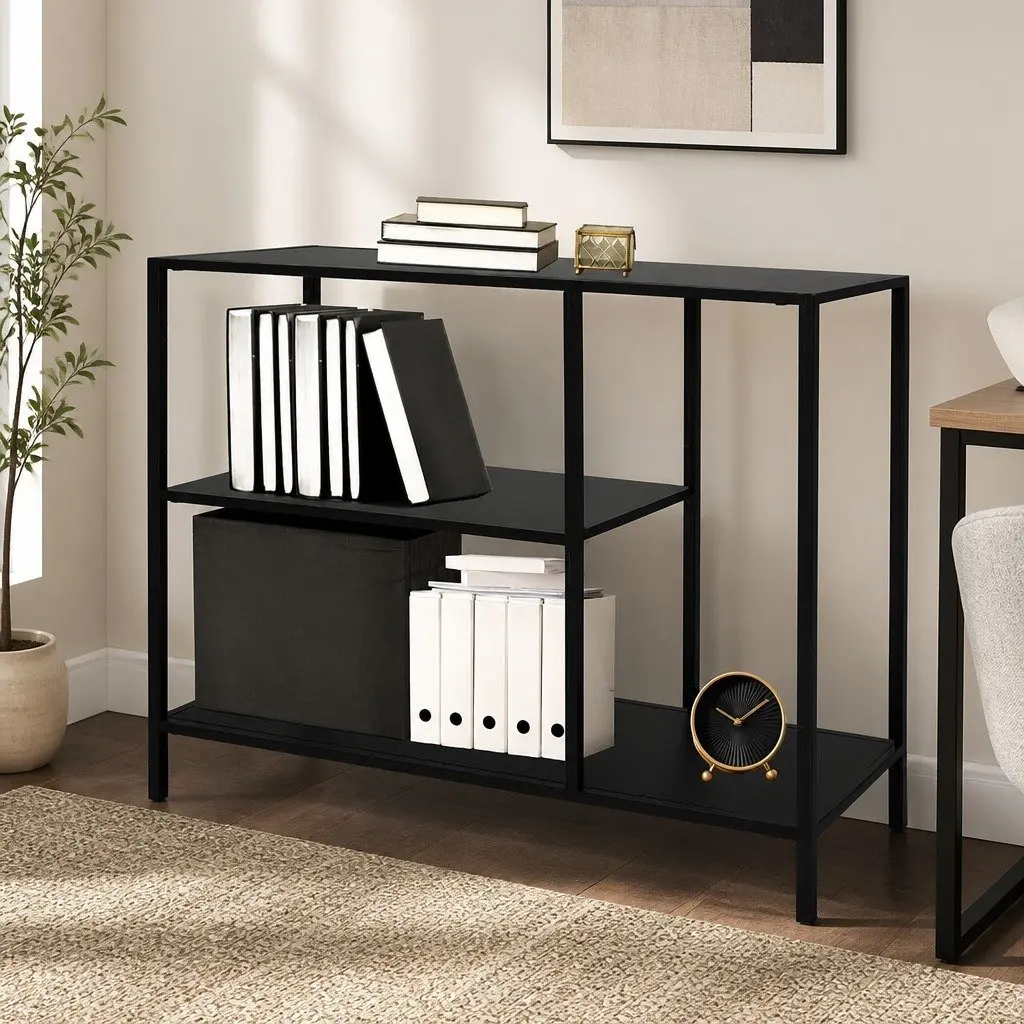3-Tier Console Table Hallway Entryway Storage Furniture Black Design