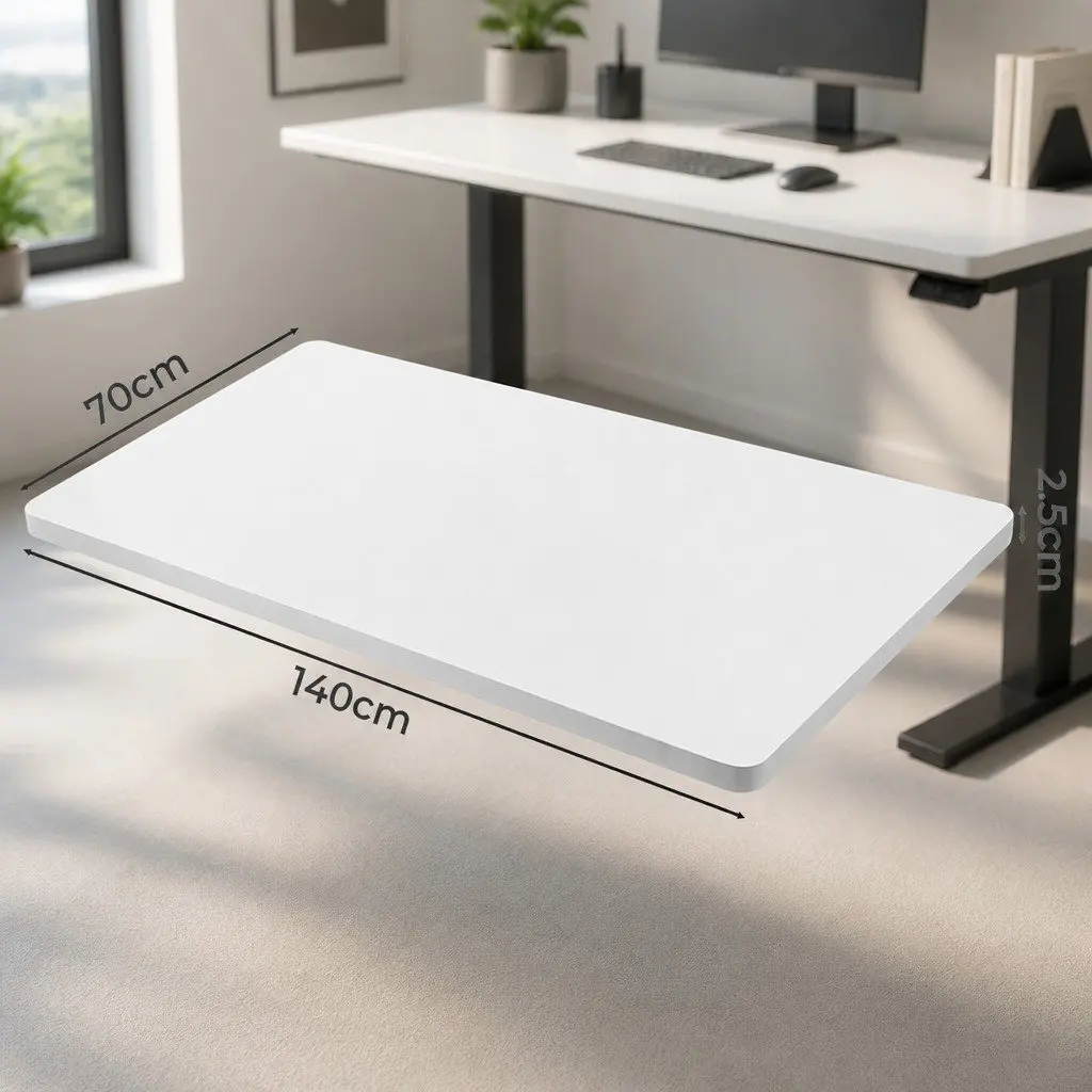 Desktop Table Top Pre-Drilled 140x70cm White Particle Board MDF Veneer