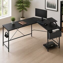 L-Shaped Corner Computer Desk with Monitor and CPU Stands