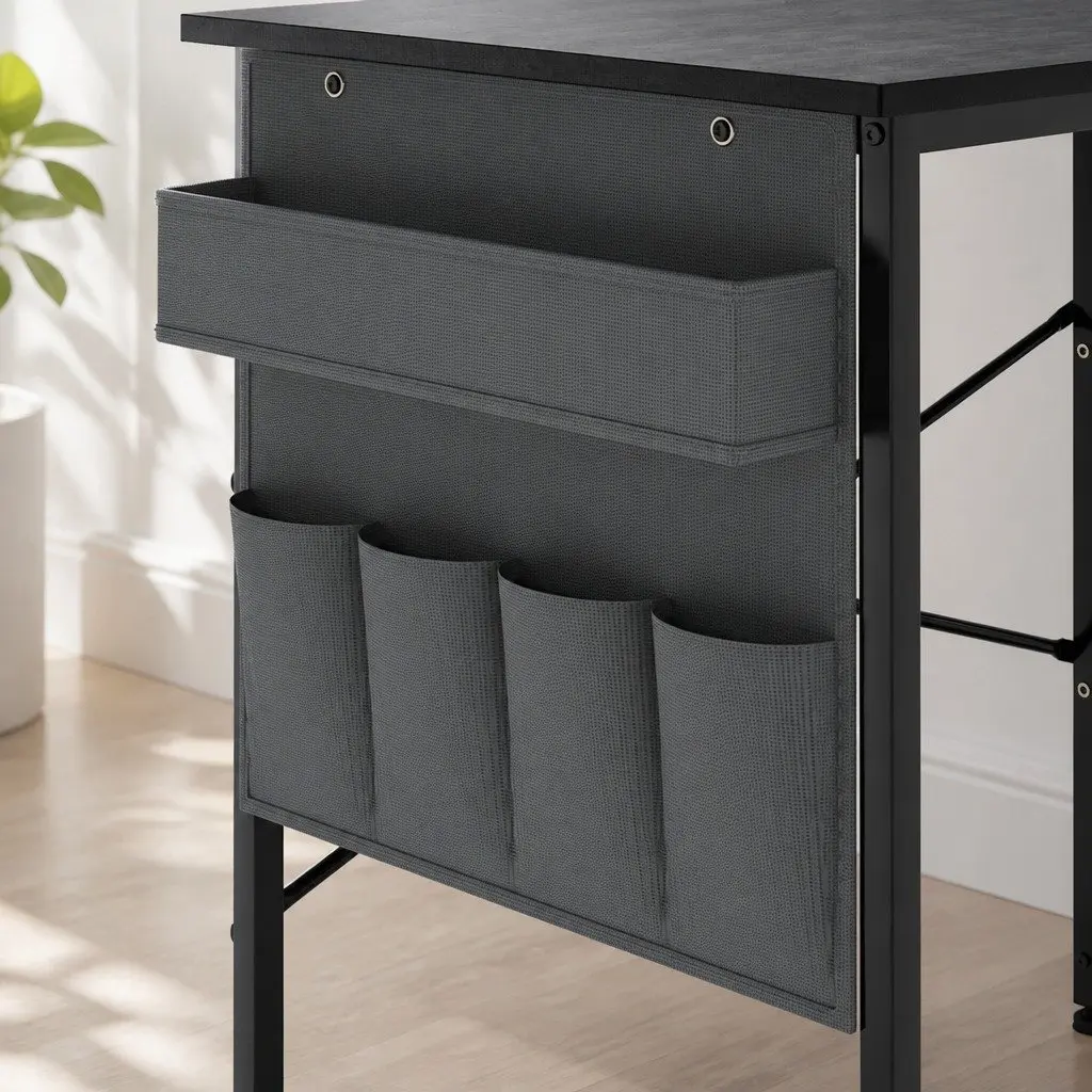 L-Shaped Gaming Desk Spacious Workstation 100cm Black