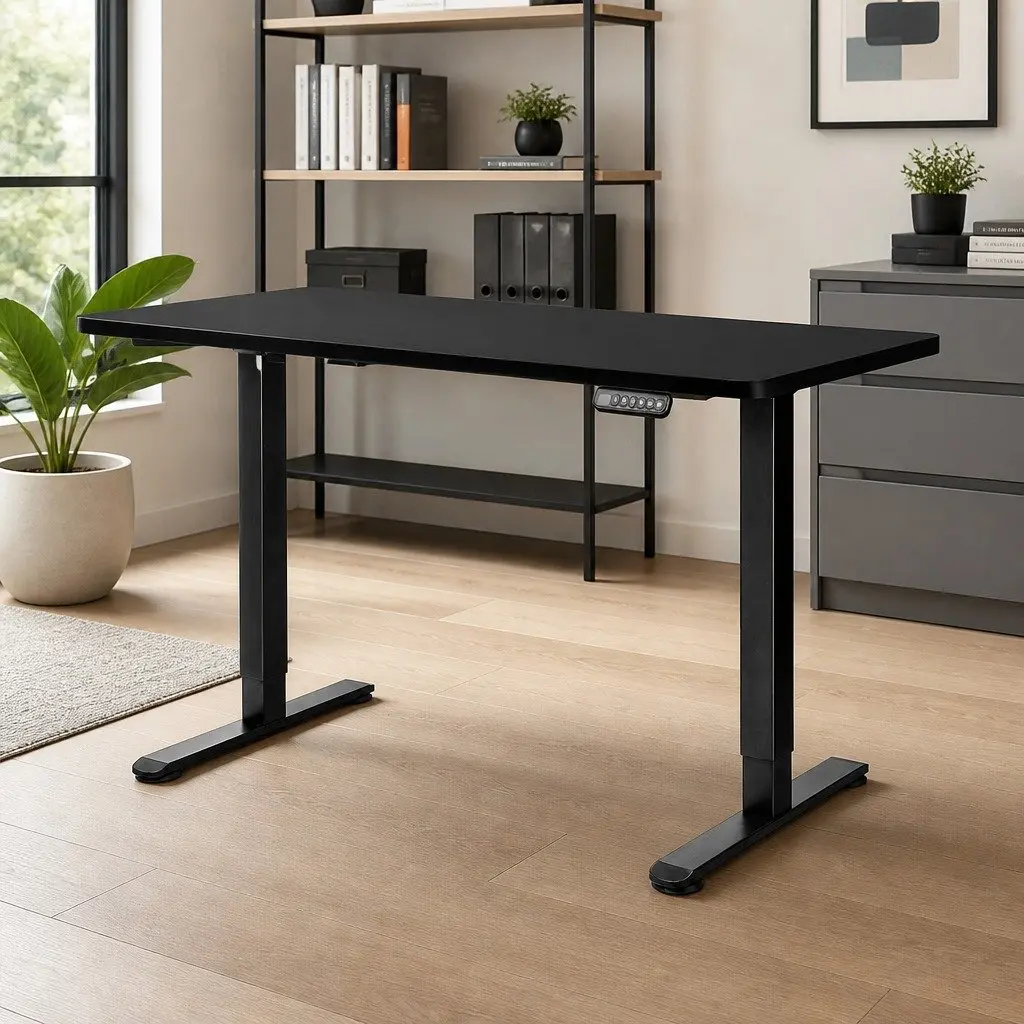 Motorised Standing Desk Adjustable 120cm x 60cm Black Electric Height Sit Stand