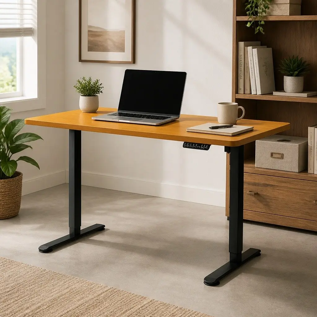 Motorised Standing Desk Height Adjustable Electric Frame 120cm Natural Desktop