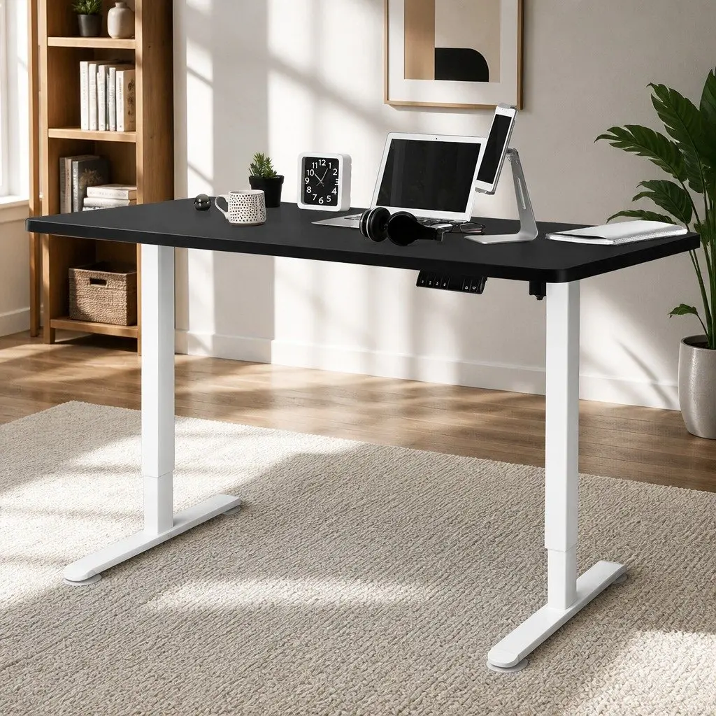 Motorised Standing Desk Height Adjustable 120cm Black Electric Sit Stand Office