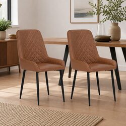Dining Chairs Set of 2 with PU Leather and Metal Legs