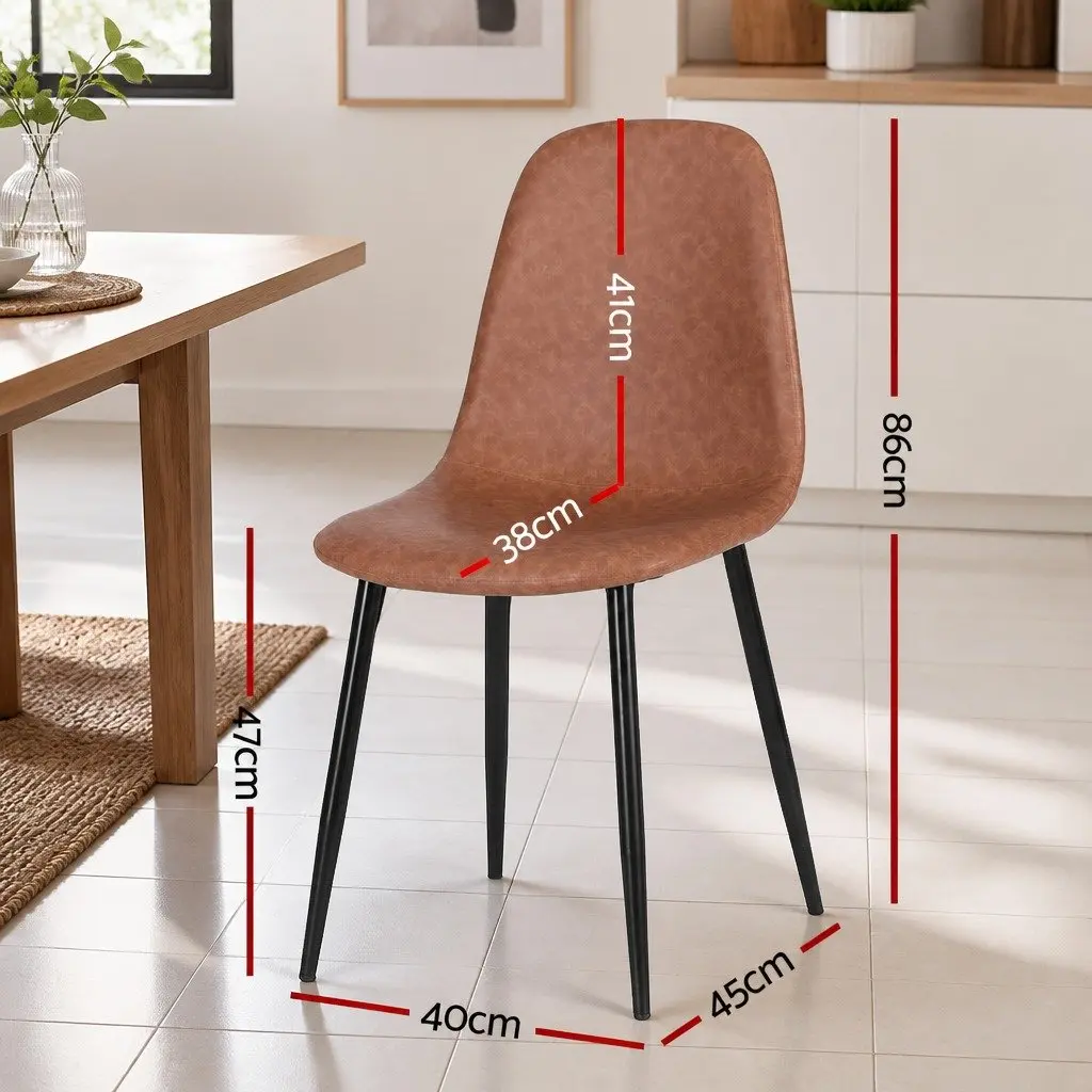 Dining Chairs Retro Ergonomic Curved Support Brown 2 Piece