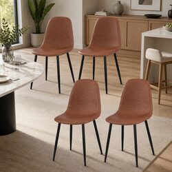 Retro Kitchen Chairs Set of 4 with PU Leather and Metal
