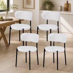 Dining Chairs Set of 4 with White Sherpa Fabric