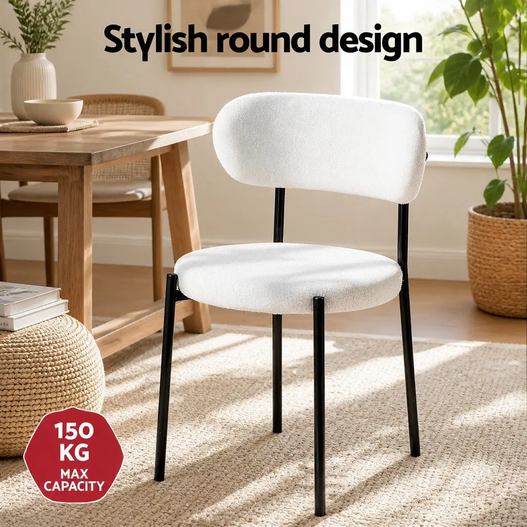 Dining Chairs Comfort Sherpa Upholstered White Set of 4