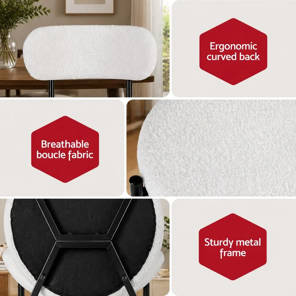 Dining Chairs Comfort Sherpa Upholstered White Set of 4