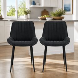 Retro Dining Chairs Set of 2 with Metal Legs