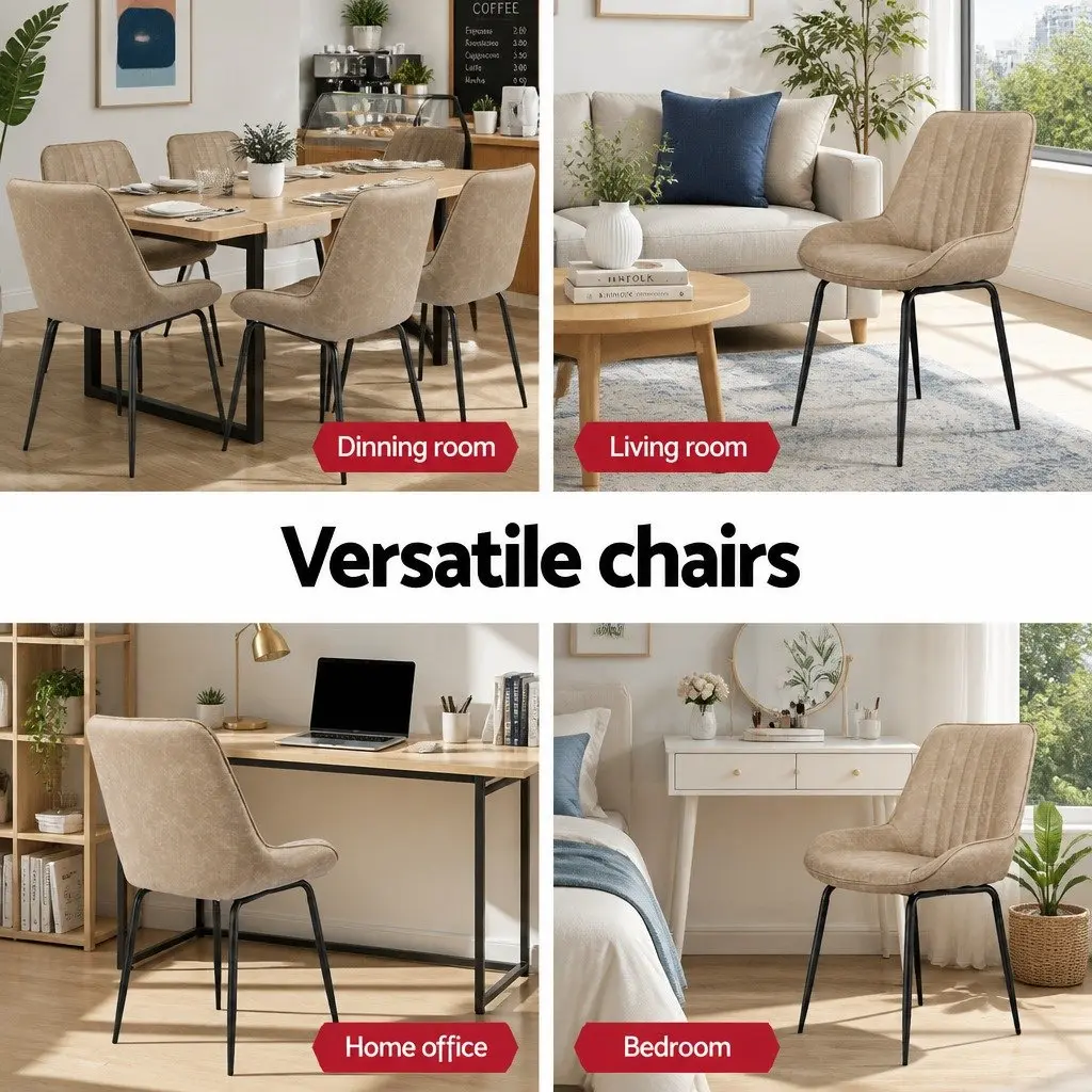 Dining Chairs Channel Tufted Ergonomic Curved Backrest Padded Seating Brown Set of 2
