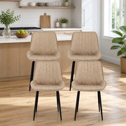 Retro Set of 4 Stylish Dining Chairs with Metal Bases