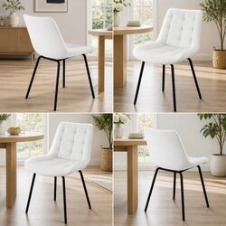 4-Piece Velvet Tufted Dining Chair Set in Beige