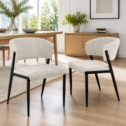 Stylish Set of 2 Linen Upholstered Dining Chairs