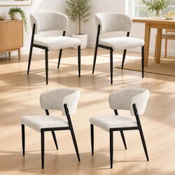 Beige Linen Dining Chair Set of 4 for Modern Spaces