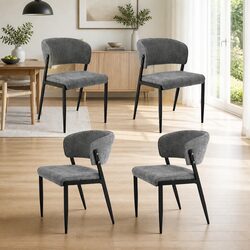 Set of 4 Modern Grey Dining Chairs with Soft Upholstery