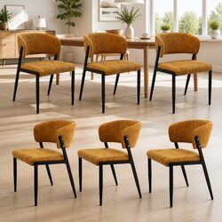 Modern Dining Chair Set of 6 in Mustard Yellow