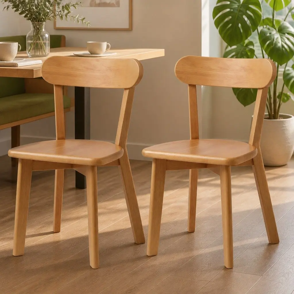 Dining Chairs Wooden Kitchen Accent Seating Rubber Wood Frame Cafe Lounge