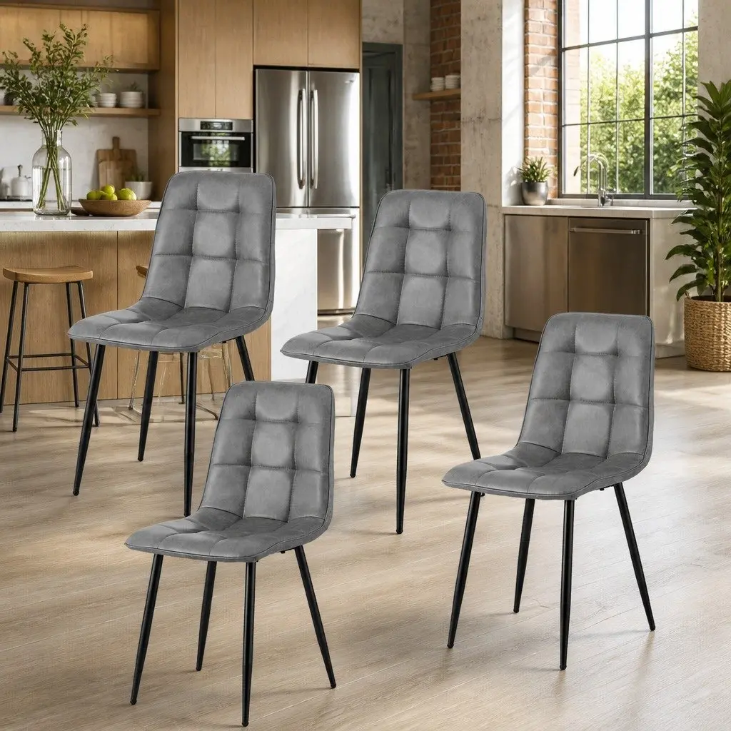 Dining Chairs Retro Comfort Grey Set of 4