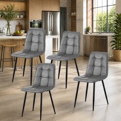 Dining Chairs Set of 4 in Grey with Metal Construction
