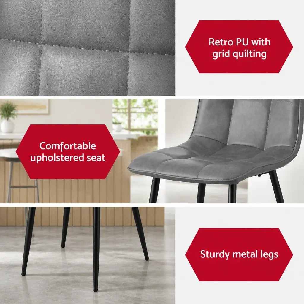 Dining Chairs Retro Comfort Grey Set of 4