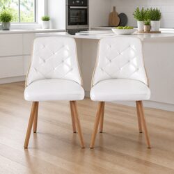 Sleek and Stylish White PU Leather Dining Chair Set