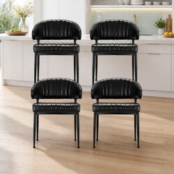 4-Piece Dining Chair Set with PU Leather Upholstery