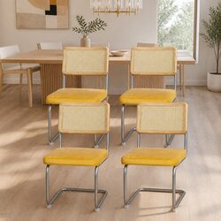 Chic Velvet Dining Chairs Set of 4 in Yellow for Modern Decor