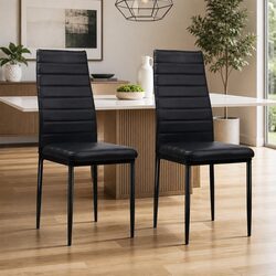 Dining Chairs Set of 4 with PVC Leather and Metal Legs