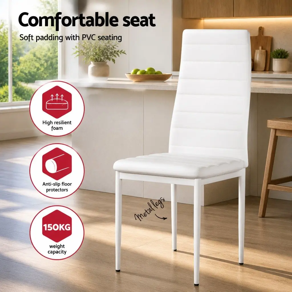 Dining Set Contemporary Comfort 7 Piece Rectangular White